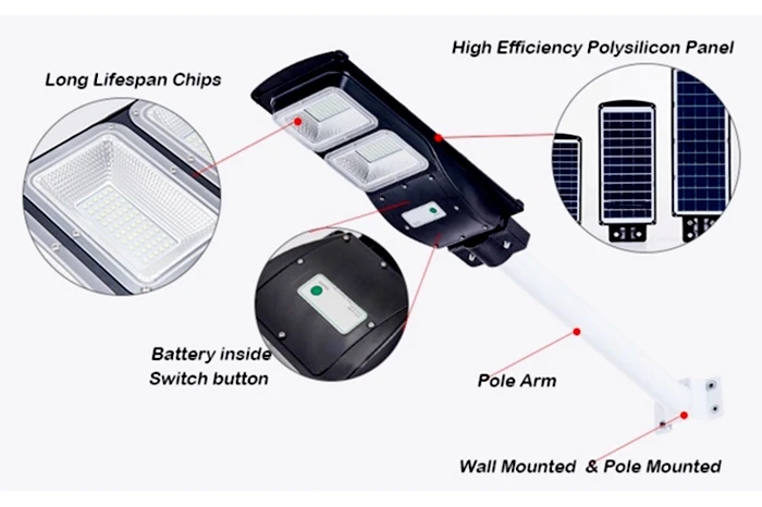 solar powered street light with motion sensor